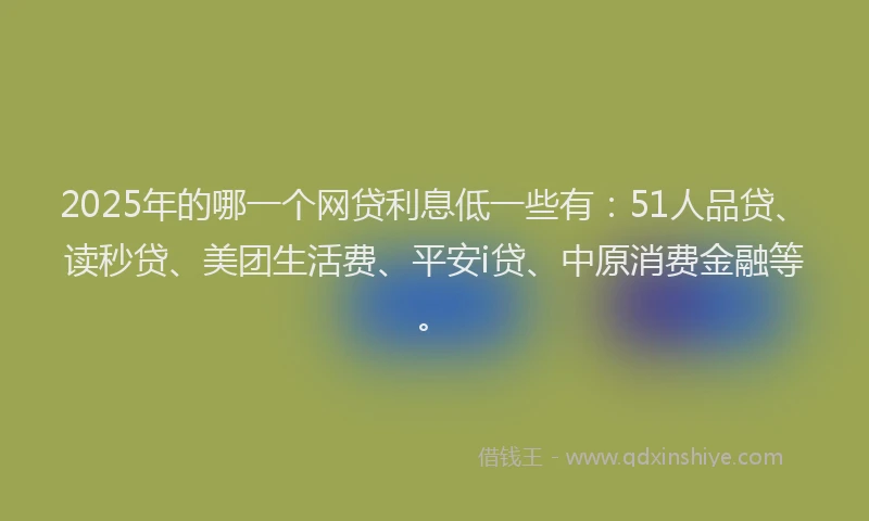2025年的哪一个网贷利息低一些有：51人品贷、读秒贷、美团生活费、平安i贷、中原消费金融等。