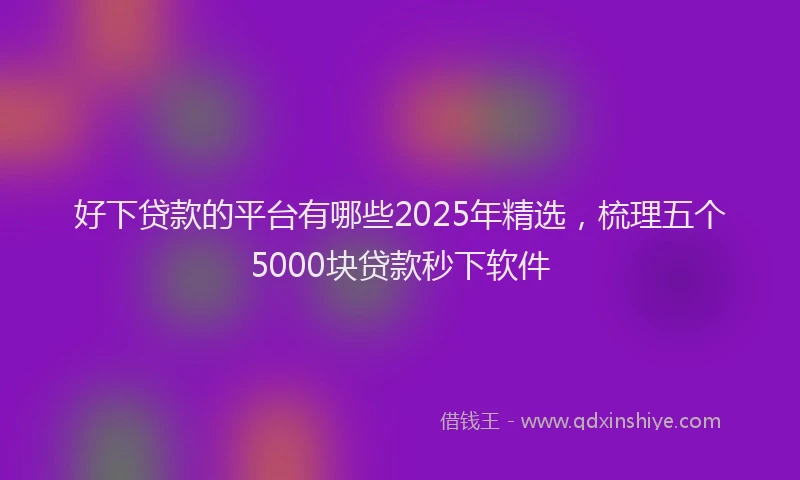 好下贷款的平台有哪些2025年精选，梳理五个5000块贷款秒下软件