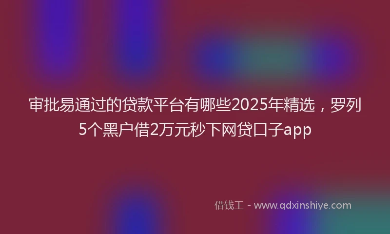 审批易通过的贷款平台有哪些2025年精选，罗列5个黑户借2万元秒下网贷口子app