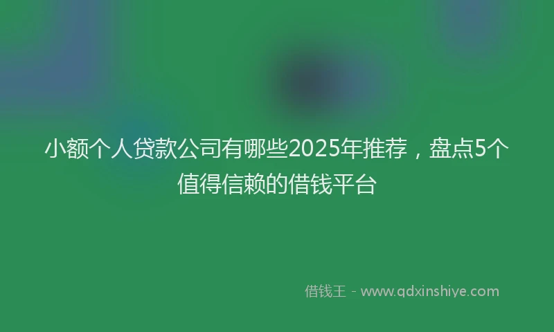 小额个人贷款公司有哪些2025年推荐，盘点5个值得信赖的借钱平台