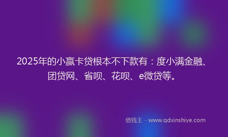 2025年的小赢卡贷根本不下款有：度小满金融、团贷网、省呗、花呗、e微贷等。