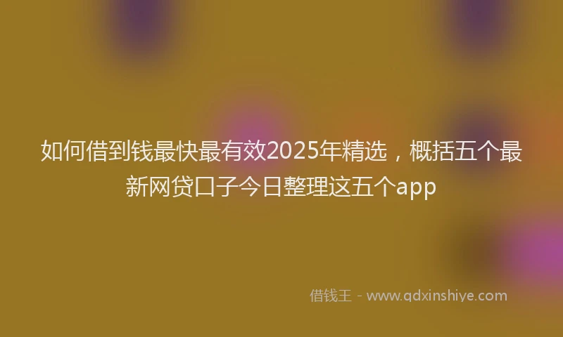 如何借到钱最快最有效2025年精选，概括五个最新网贷口子今日整理这五个app