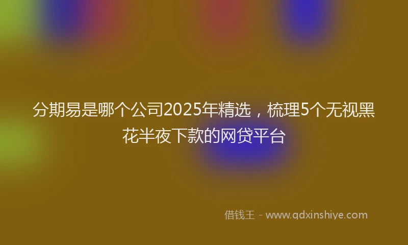 分期易是哪个公司2025年精选，梳理5个无视黑花半夜下款的网贷平台