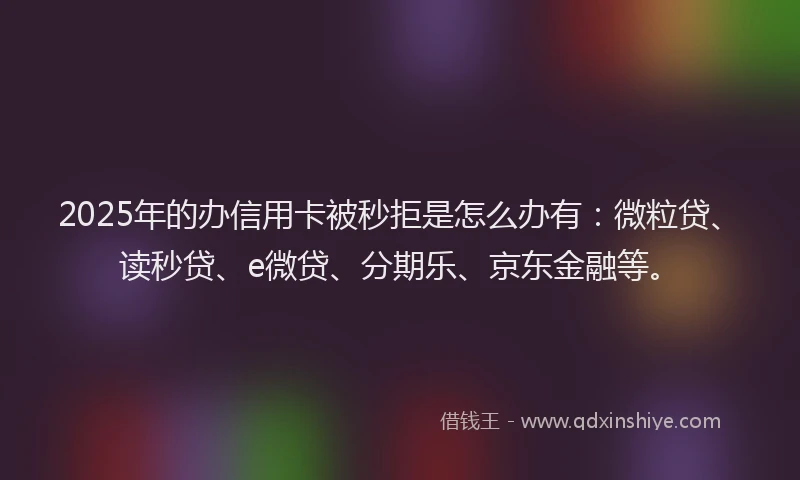 2025年的办信用卡被秒拒是怎么办有：微粒贷、读秒贷、e微贷、分期乐、京东金融等。