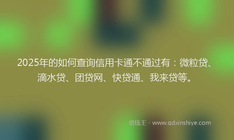 2025年的如何查询信用卡通不通过有：微粒贷、滴水贷、团贷网、快贷通、我来贷等。