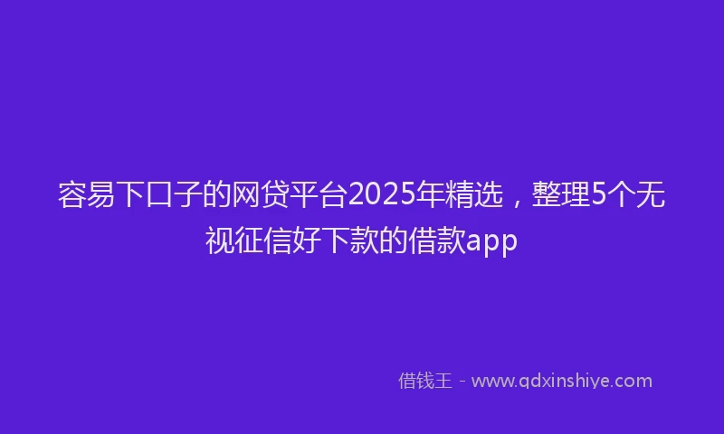 容易下口子的网贷平台2025年精选，整理5个无视征信好下款的借款app