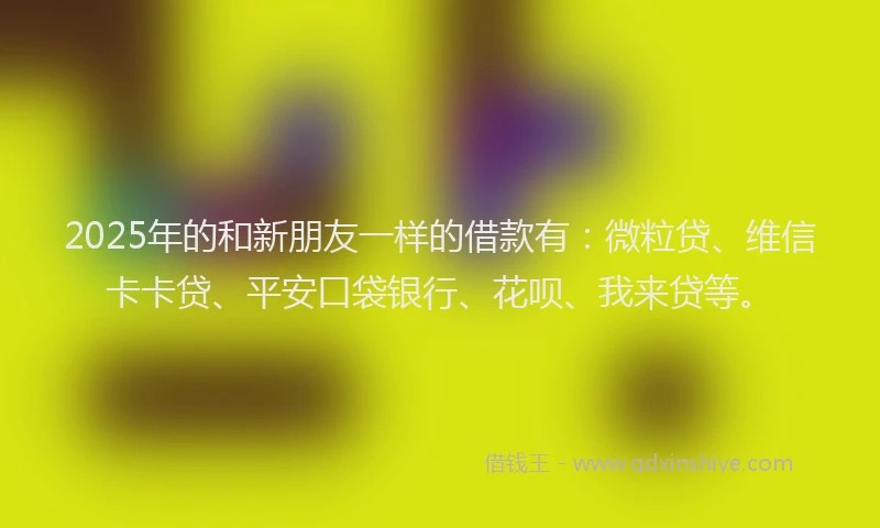 2025年的和新朋友一样的借款有：微粒贷、维信卡卡贷、平安口袋银行、花呗、我来贷等。
