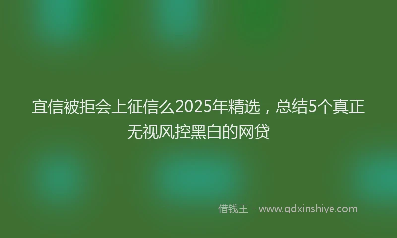 宜信被拒会上征信么2025年精选，总结5个真正无视风控黑白的网贷