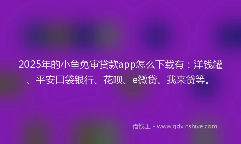 2025年的小鱼免审贷款app怎么下载有：洋钱罐、平安口袋银行、花呗、e微贷、我来贷等。