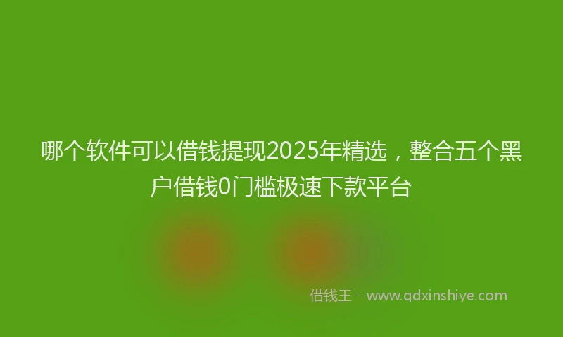 哪个软件可以借钱提现2025年精选，整合五个黑户借钱0门槛极速下款平台