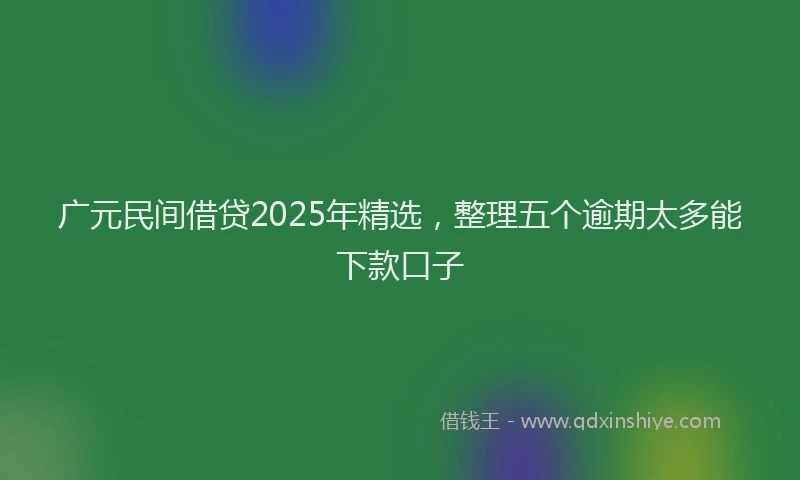 广元民间借贷2025年精选，整理五个逾期太多能下款口子