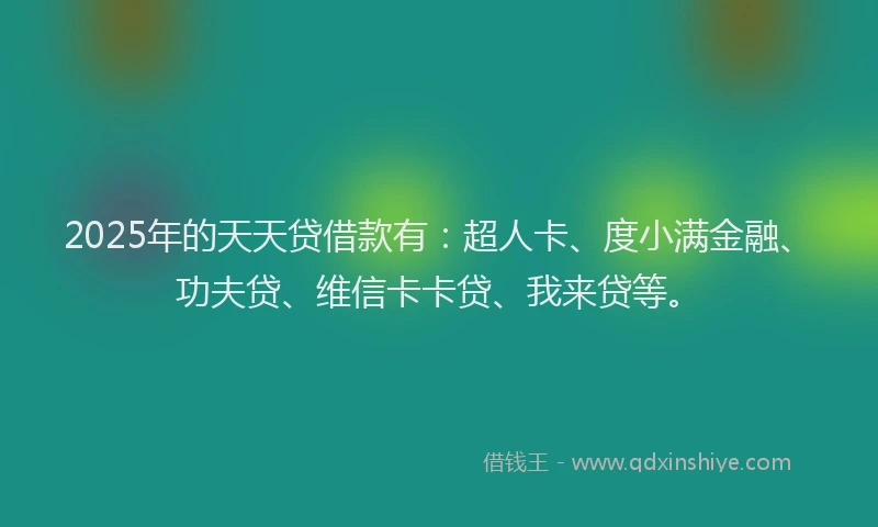 2025年的天天贷借款有：超人卡、度小满金融、功夫贷、维信卡卡贷、我来贷等。