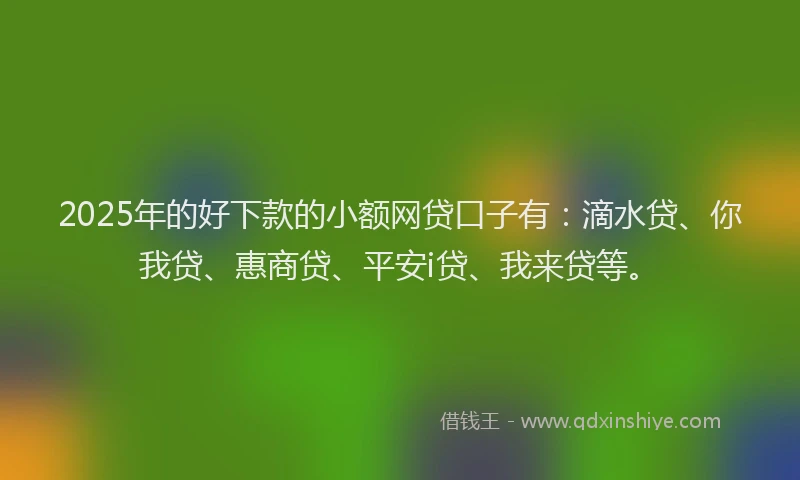2025年的好下款的小额网贷口子有：滴水贷、你我贷、惠商贷、平安i贷、我来贷等。