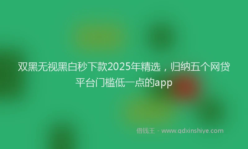 双黑无视黑白秒下款2025年精选，归纳五个网贷平台门槛低一点的app