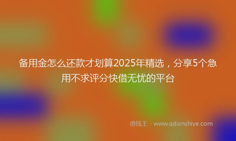 备用金怎么还款才划算2025年精选，分享5个急用不求评分快借无忧的平台