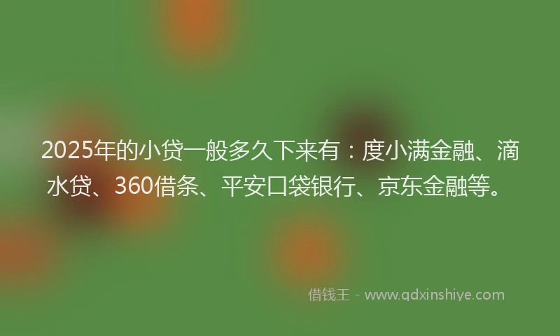 2025年的小贷一般多久下来有：度小满金融、滴水贷、360借条、平安口袋银行、京东金融等。