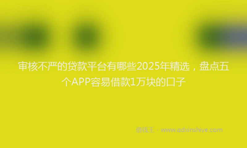 审核不严的贷款平台有哪些2025年精选，盘点五个APP容易借款1万块的口子