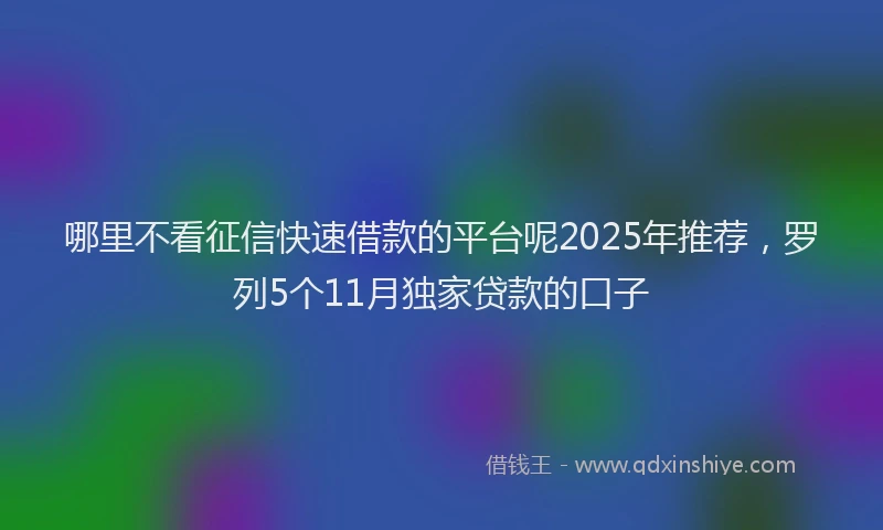 哪里不看征信快速借款的平台呢2025年推荐，罗列5个11月独家贷款的口子