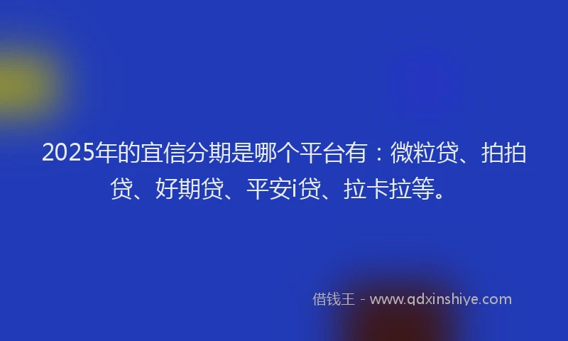 2025年的宜信分期是哪个平台有：微粒贷、拍拍贷、好期贷、平安i贷、拉卡拉等。