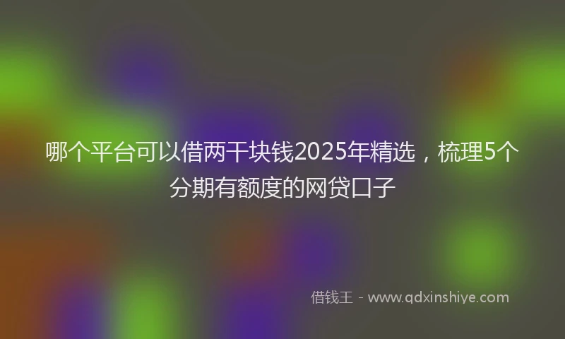 哪个平台可以借两干块钱2025年精选，梳理5个分期有额度的网贷口子