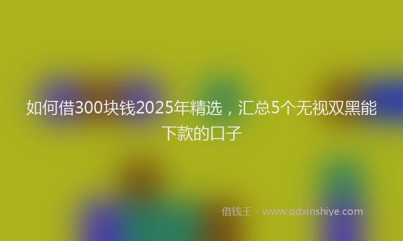 如何借300块钱2025年精选，汇总5个无视双黑能下款的口子