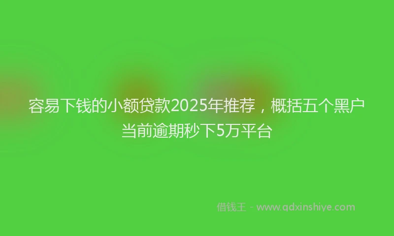容易下钱的小额贷款2025年推荐，概括五个黑户当前逾期秒下5万平台