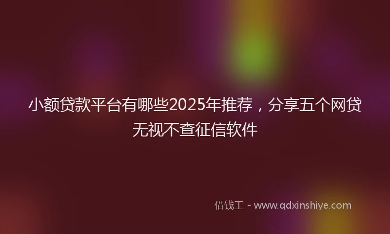 小额贷款平台有哪些2025年推荐，分享五个网贷无视不查征信软件