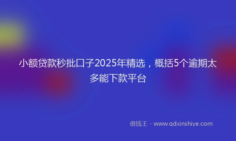 小额贷款秒批口子2025年精选，概括5个逾期太多能下款平台