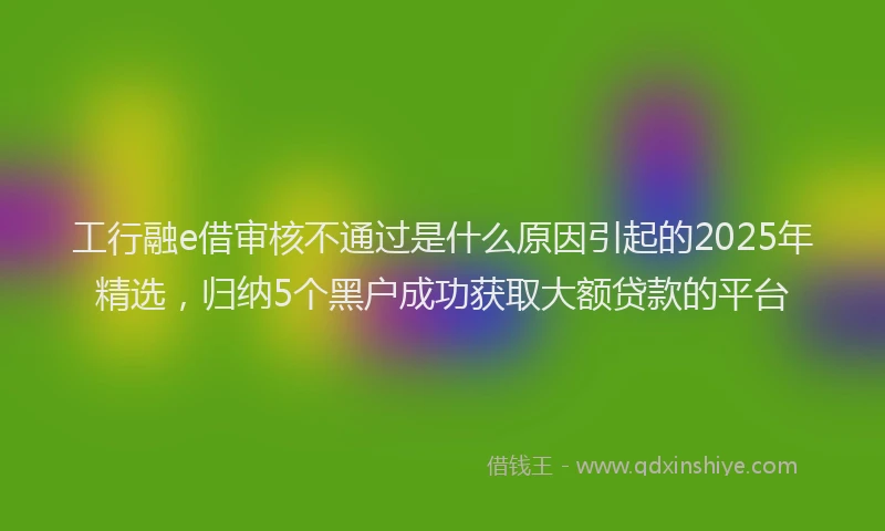 工行融e借审核不通过是什么原因引起的2025年精选，归纳5个黑户成功获取大额贷款的平台