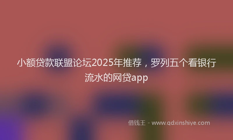 小额贷款联盟论坛2025年推荐，罗列五个看银行流水的网贷app