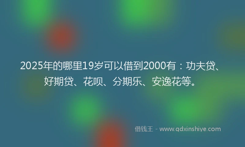 2025年的哪里19岁可以借到2000有：功夫贷、好期贷、花呗、分期乐、安逸花等。
