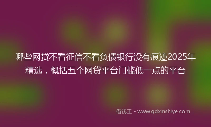 哪些网贷不看征信不看负债银行没有痕迹2025年精选，概括五个网贷平台门槛低一点的平台