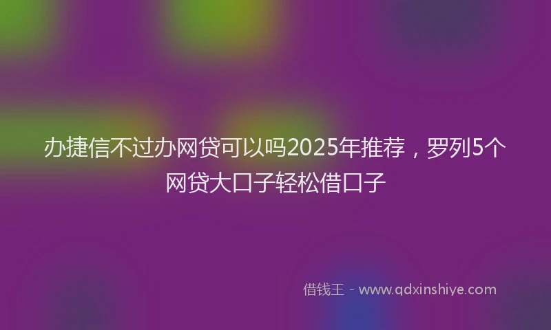 办捷信不过办网贷可以吗2025年推荐，罗列5个网贷大口子轻松借口子