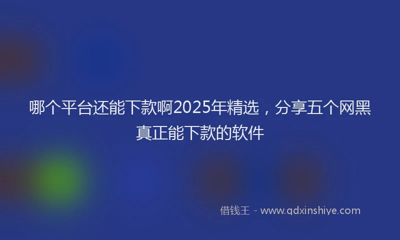 哪个平台还能下款啊2025年精选，分享五个网黑真正能下款的软件