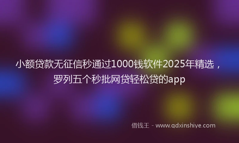 小额贷款无征信秒通过1000钱软件2025年精选，罗列五个秒批网贷轻松贷的app
