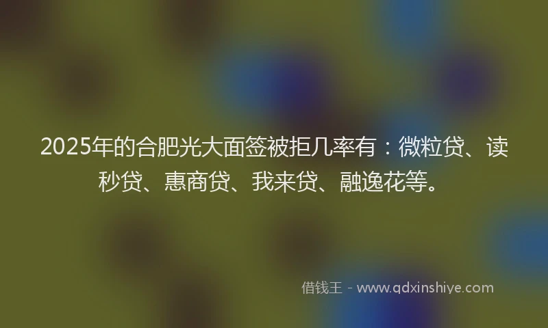 2025年的合肥光大面签被拒几率有：微粒贷、读秒贷、惠商贷、我来贷、融逸花等。