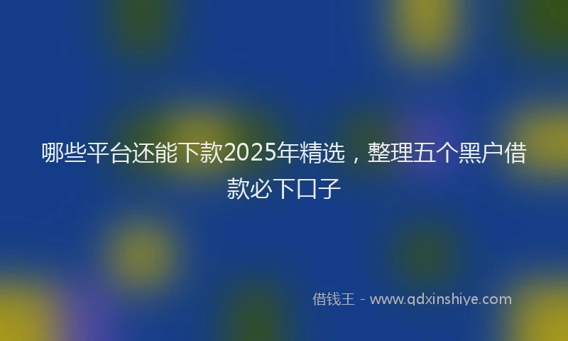 哪些平台还能下款2025年精选，整理五个黑户借款必下口子