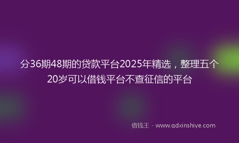 分36期48期的贷款平台2025年精选，整理五个20岁可以借钱平台不查征信的平台