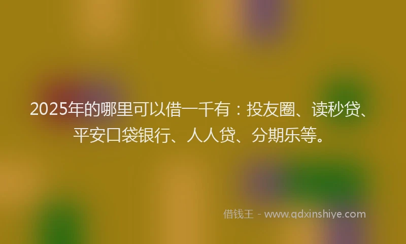 2025年的哪里可以借一千有：投友圈、读秒贷、平安口袋银行、人人贷、分期乐等。