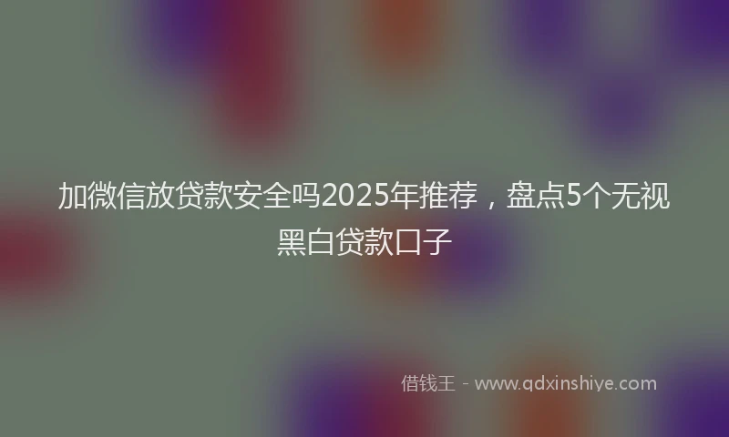 加微信放贷款安全吗2025年推荐，盘点5个无视黑白贷款口子
