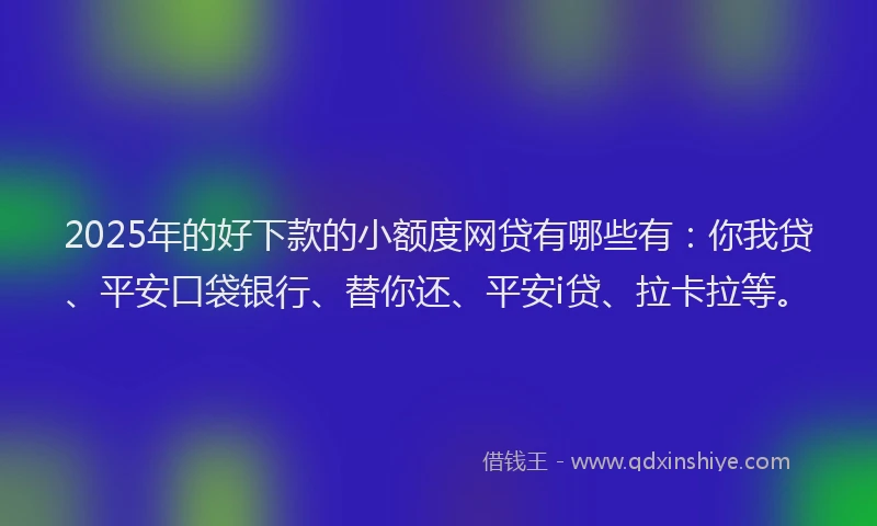 2025年的好下款的小额度网贷有哪些有：你我贷、平安口袋银行、替你还、平安i贷、拉卡拉等。