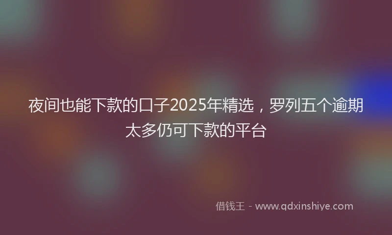 夜间也能下款的口子2025年精选，罗列五个逾期太多仍可下款的平台
