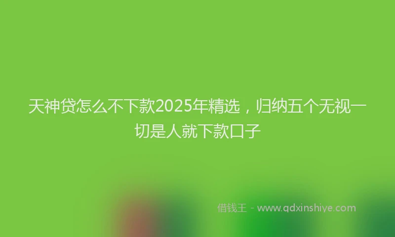 天神贷怎么不下款2025年精选，归纳五个无视一切是人就下款口子