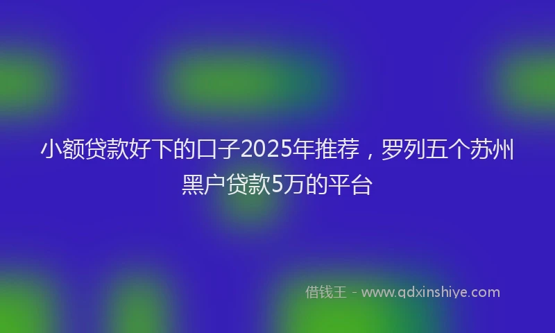 小额贷款好下的口子2025年推荐，罗列五个苏州黑户贷款5万的平台