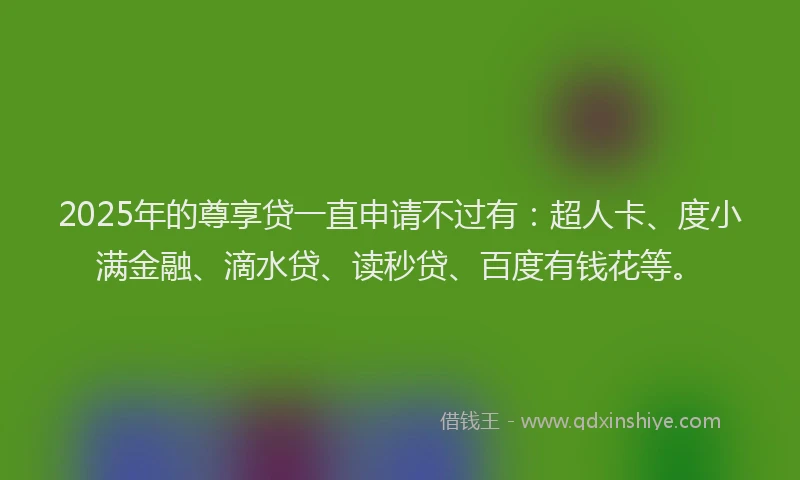 2025年的尊享贷一直申请不过有：超人卡、度小满金融、滴水贷、读秒贷、百度有钱花等。