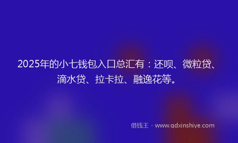 2025年的小七钱包入口总汇有：还呗、微粒贷、滴水贷、拉卡拉、融逸花等。