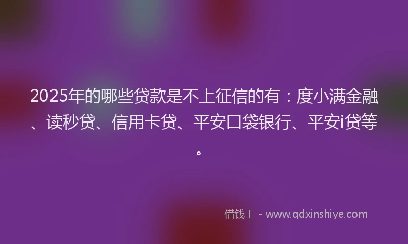 2025年的哪些贷款是不上征信的有：度小满金融、读秒贷、信用卡贷、平安口袋银行、平安i贷等。