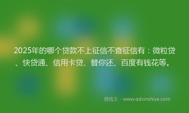 2025年的哪个贷款不上征信不查征信有：微粒贷、快贷通、信用卡贷、替你还、百度有钱花等。