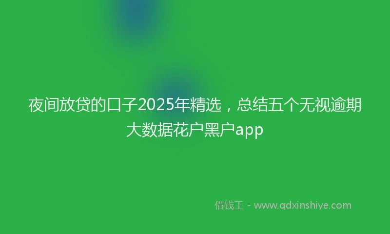 夜间放贷的口子2025年精选，总结五个无视逾期大数据花户黑户app