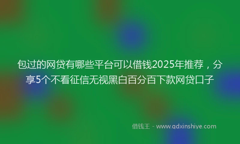包过的网贷有哪些平台可以借钱2025年推荐，分享5个不看征信无视黑白百分百下款网贷口子